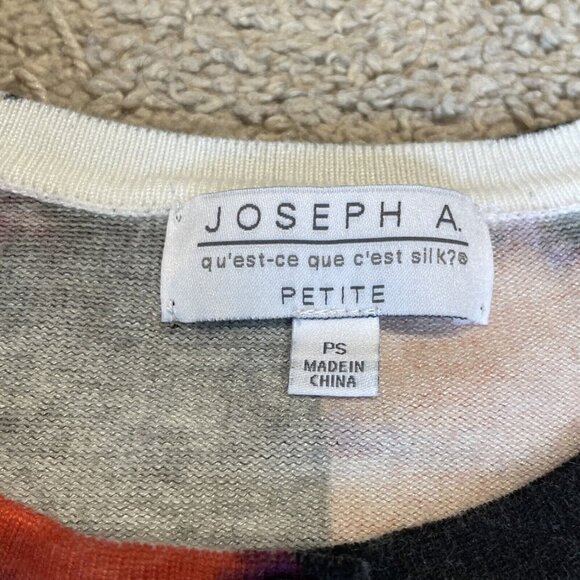 Joseph A Cardigan Sweater Women's Petite S Colorful Abstract Print Artsy Buttons - Picture 7 of 9